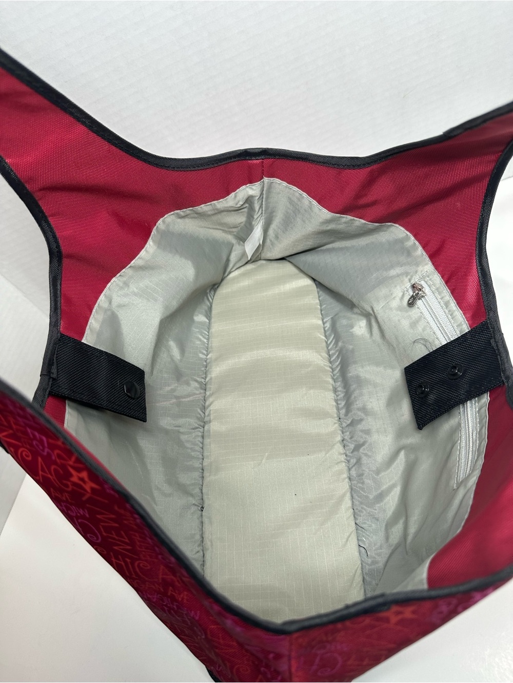 American Girl Red-Pink Patterned Tote with Black Base - Picture 4 of 14